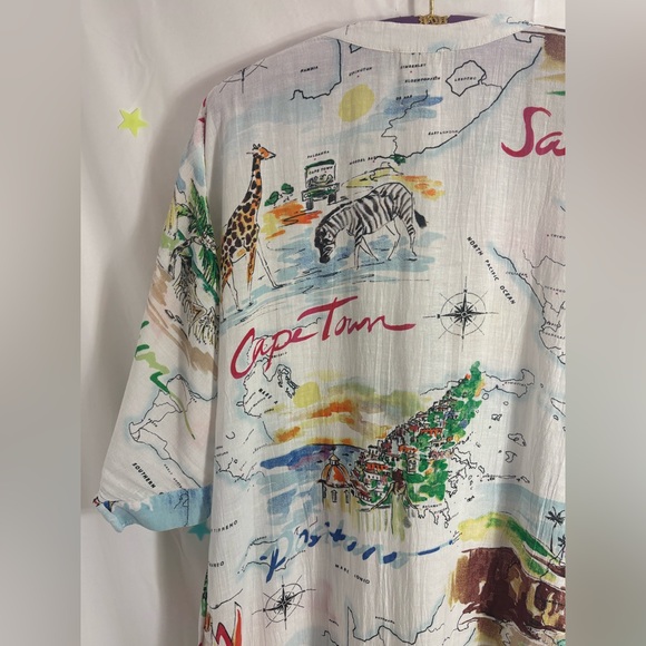 Gap Love Dreamwell Print Crinkle Popover Linen Blend Oversized Shirt Dress  M - Picture 14 of 16